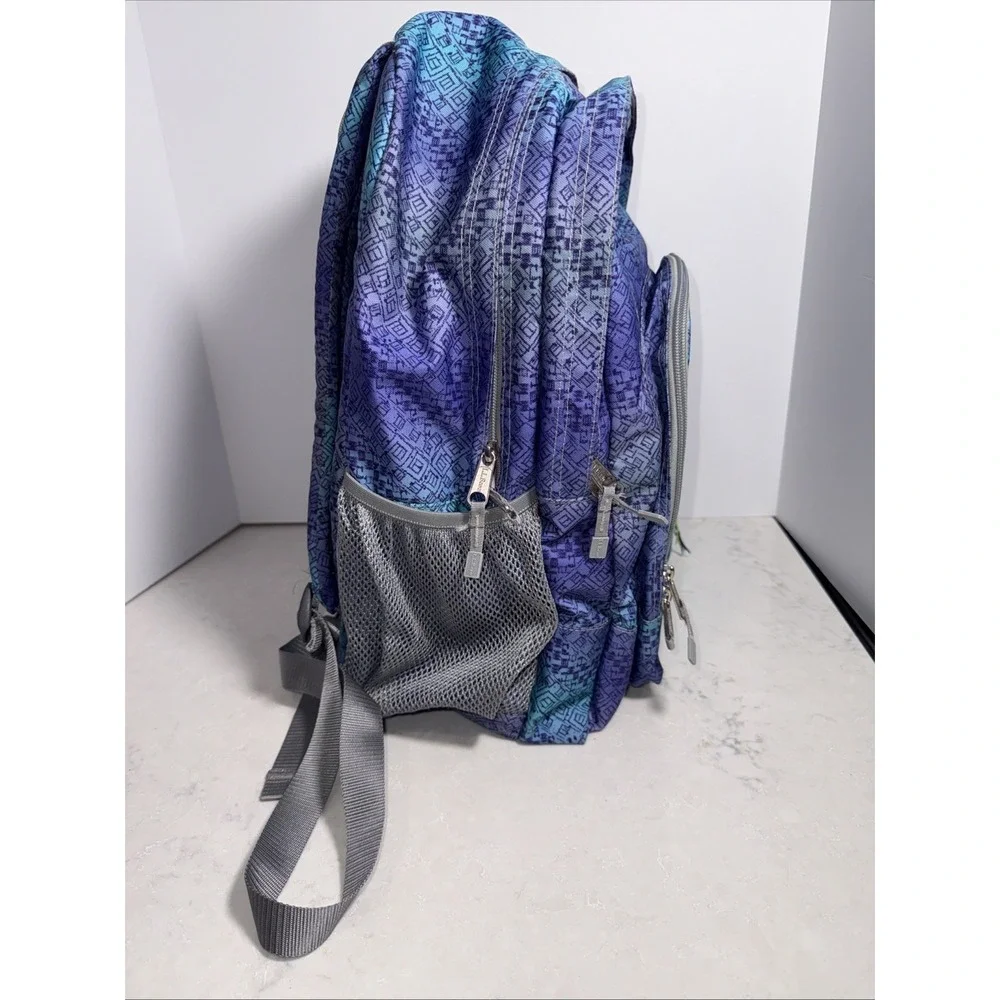 LL Bean Deluxe Book Bag Backpack Laptop Sleeve Padded Straps Purple Teal 290729